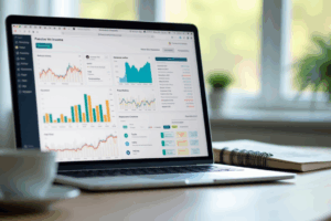 Dashboard displaying top passive income ideas for 2025 on a laptop