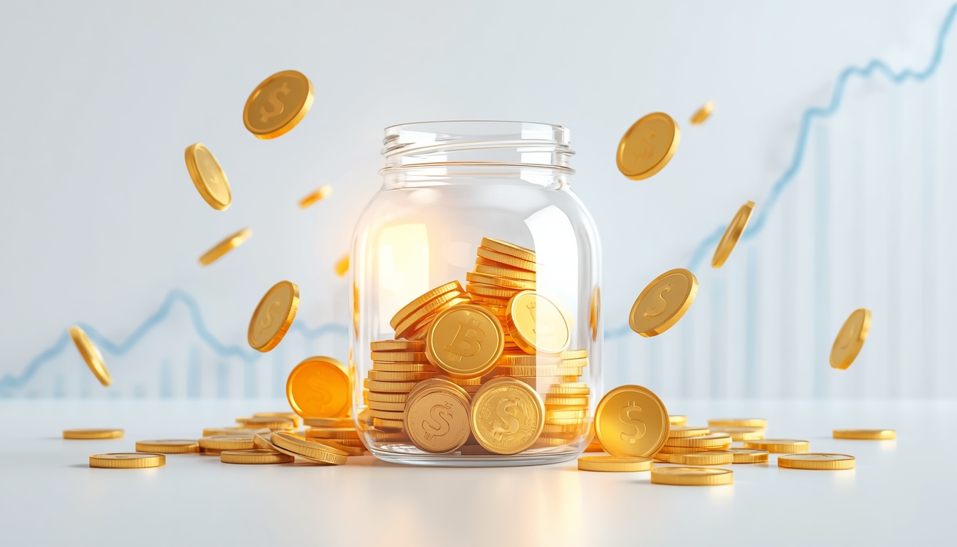 3D illustration of a glowing golden retirement nest egg