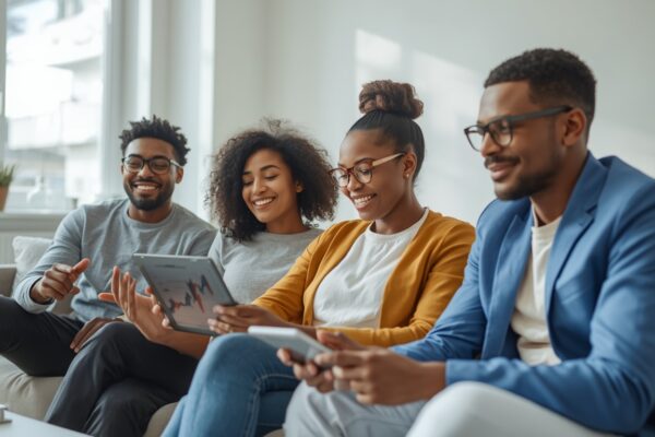 diverse group of people looking relaxed