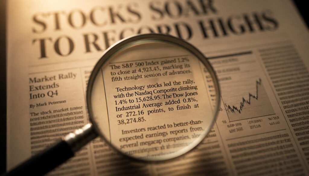 shot of a printed financial newspaper