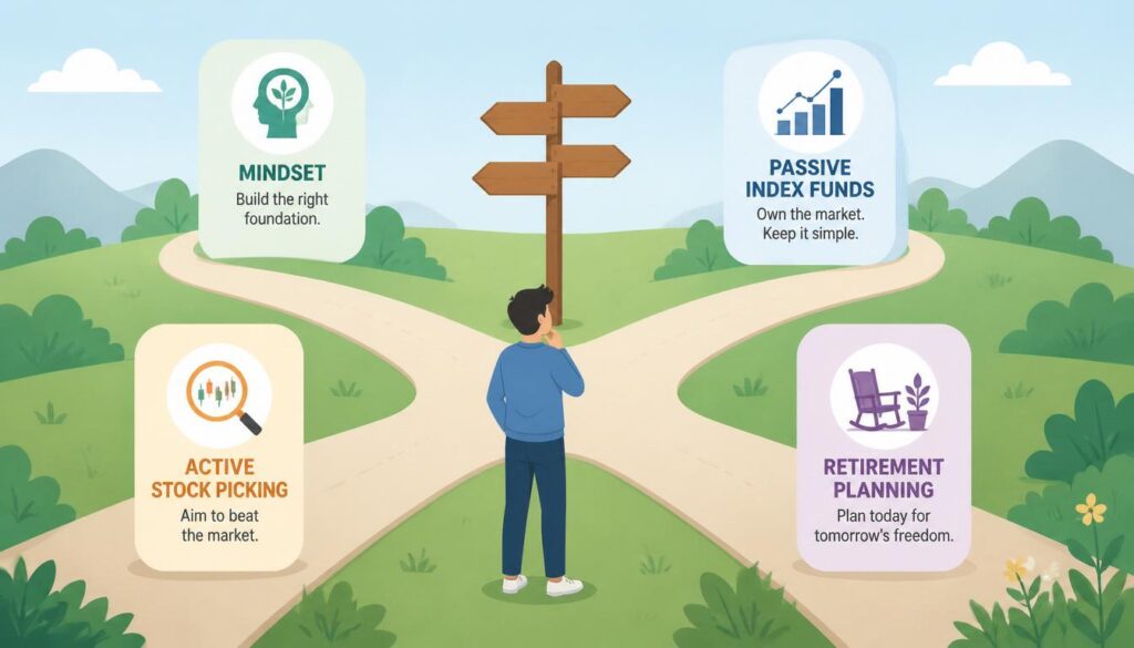 showing a crossroads or a decision tree
