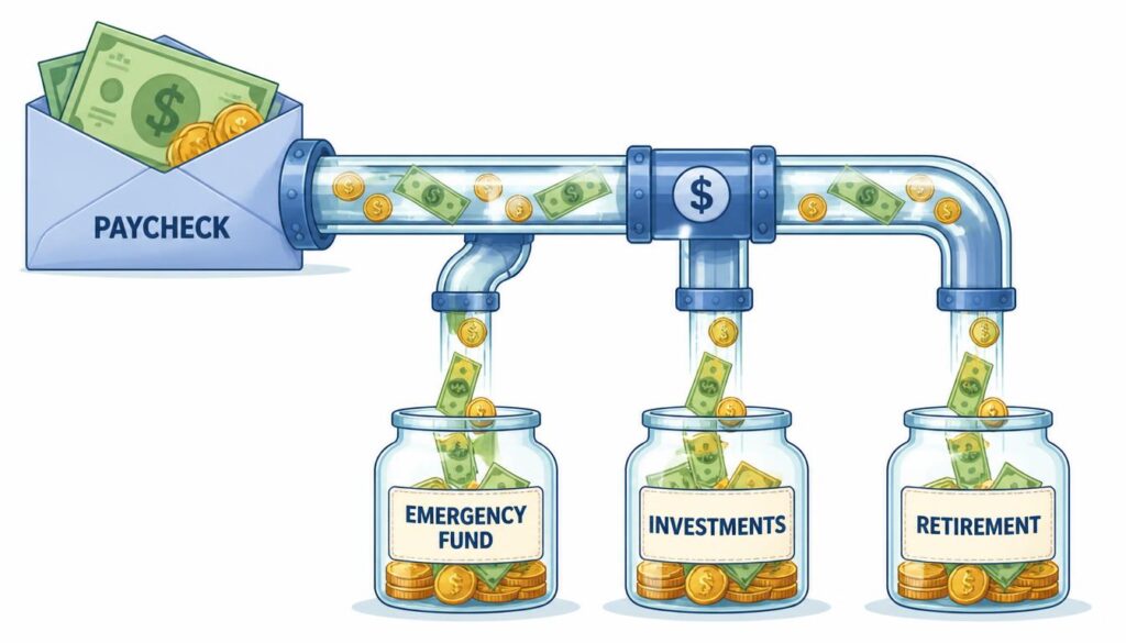 A_digital_illustration_of_coins_and_dollar_bills_flowing_automatically_from_a_pa-0