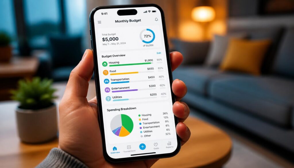 A smartphone displaying a simple, beginner-friendly budgeting app interface for tracking daily expenses