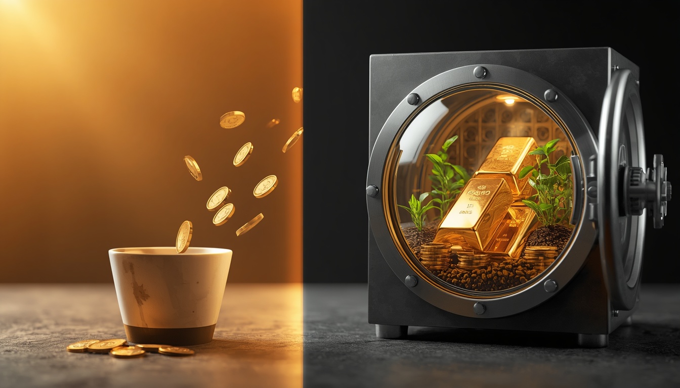 The Latte Factor Challenge concept showing small daily coffee expenses transforming into long-term wealth and financial growth