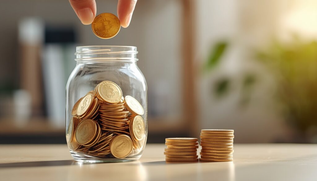 saving vs income concept showing a glass jar being filled with coins, highlighting the importance of a high savings rate for wealth building habits